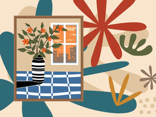 Flowers vass. Art background. Pring wall design