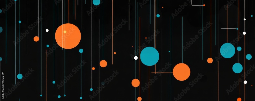 Poster vector banner design featuring a dark background with blue and orange technology connection elements