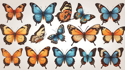 Butterflies Vector Illustration Set 3