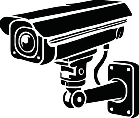 Security camera icon, video surveillance, cctv sign. Yellow triangle indicating camera operation. Surveillance camera,monitoring, safety home protection system. Fixed CCTV, Security Camera Icon Vector