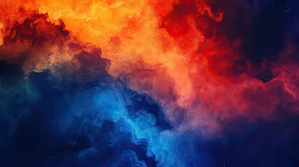 Fototapeta premium Vibrant abstract clouds in orange, red, and blue hues create stunning visual