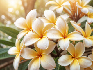 Fototapeta premium Abstract Dreamy blurred Closed up of Plumeria with Soft Focus Color as Background