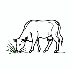 Obraz premium Minimalistic simple sketch drawing A hastily drawn Cow, Cow sketch 