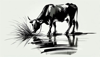 Minimalistic simple sketch drawing A hastily drawn Cow, Cow sketch
