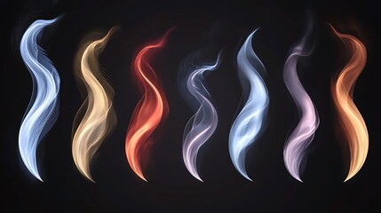 Abstract Colorful Swirling Smoke Designs On Black Background