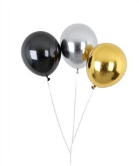Elegant Metallic Balloons in Black, Silver, and Gold Colors