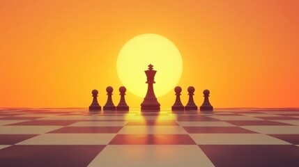 Silhouette of a chess, a concept of business strategy where power, leadership, and competition are key to success