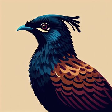 Lophophores, Himalayan monal Illustration. Dafe National Bird of Nepal.
