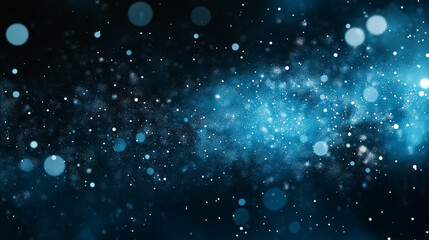 Fototapeta premium Celestial Blue Dust: Abstract cosmic background with swirling blue nebula, sparkling stardust, and bokeh effect. Perfect for fantasy, sci-fi, or magical themes.