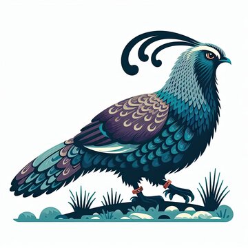 Lophophores, Himalayan monal Illustration. Dafe National Bird of Nepal.
