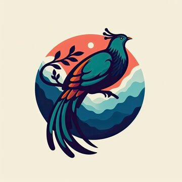 Lophophores, Himalayan monal Illustration. Dafe National Bird of Nepal.
