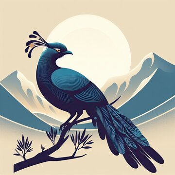 Lophophores, Himalayan monal Illustration. Dafe National Bird of Nepal.
