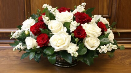Obraz premium Elegant Red And White Rose Flower Arrangement