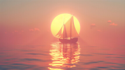 The journey of Sailing ship illustration, sailing ship adventure illustration, version 24