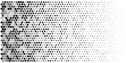 Metaball pattern background. Liquid half tone subtle blob texture. Vector abstract gradient type. tech bubble angle disperse mosaic. Geometric pixel grid fluid degrade. Connect dot matrix ai noise
