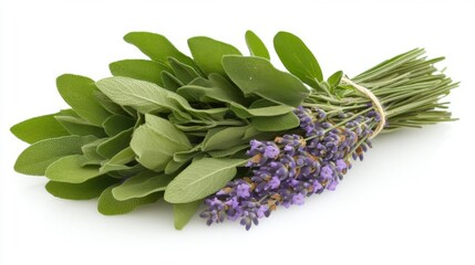 Obraz premium A fragrant bouquet of sage and lavender herbs