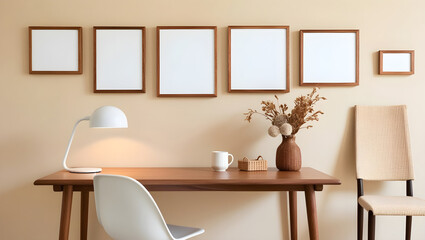 Minimalist Interior Environment Design with Modern and Natural Accents, AI Generative Image