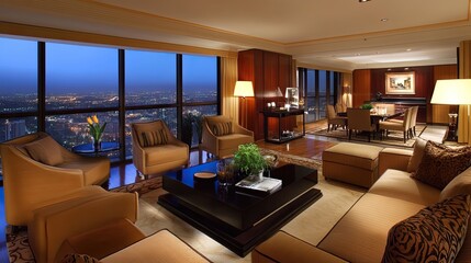 Luxury Penthouse Suite with City Lights View