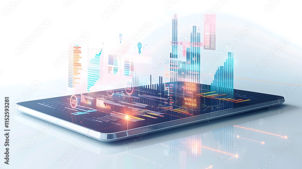 Wall mural digital business analytics: data visualization on tablet