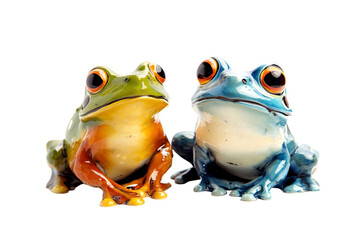 Two Different Frogs Next to Each Other with Some Space Between PNG