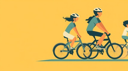 Obraz premium Family cycling adventure! A fun, healthy activity for all ages.