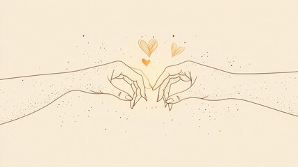 Naklejka premium Two hands gently touch, creating a heart shape with their fingers. A symbol of love and connection.