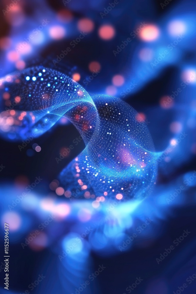 Poster abstract digital art featuring flowing waves of light and color in a cosmic theme.