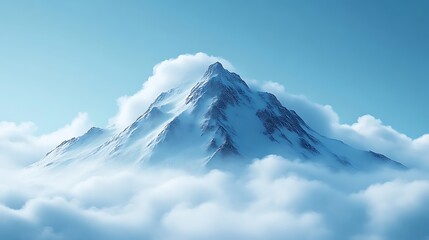Majestic Snowcapped Peak Emerging From Clouds