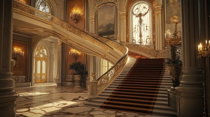 Obraz premium Grand Staircase in a Luxurious Palace