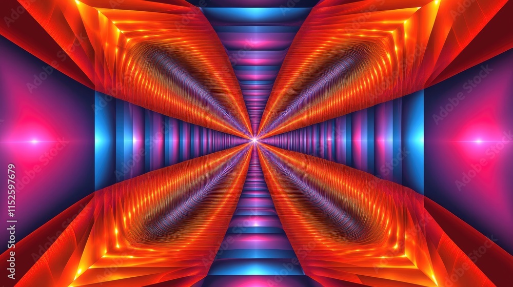 Poster a vibrant, abstract tunnel of colors creating a mesmerizing visual effect.