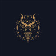 Capricorn zodiac sign logo design template vector