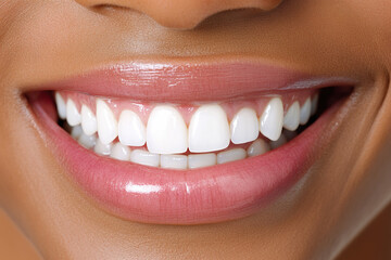 Obraz premium Bright smile showcases healthy teeth and vibrant health in a close up portrait
