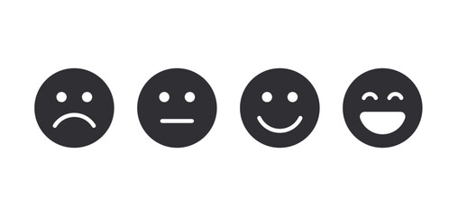 Smile icon. Profile icon. Happy smile. Emoticon face. Happy symbol. Face pictogram. Vector emoji. Good mood. Positive emoji. Ui elements. Smile sign. Smiley. Laugh. Happy emoji. Sad face. Mood icon