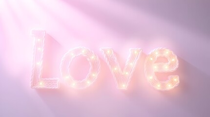 handmade love word in knitted style on a glowing background for use in invitations, logos, or lifestyle branding