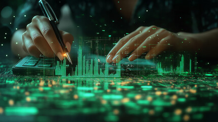 Digital Finance Analysis with Green Holographic Data Emerging from a Keyboard