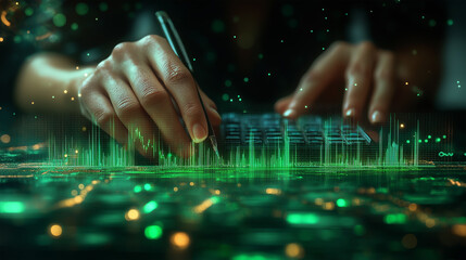 Digital Finance Analysis with Green Holographic Data Emerging from a Keyboard