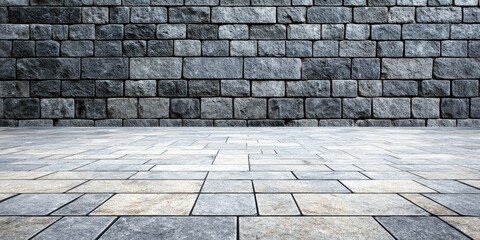 Fototapeta premium Constructing a durable stone wall urban area high-quality image architectural environment ground level structural design