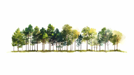 Obraz premium High definition image of a treeline isolated on white background. Treeline. Illustration