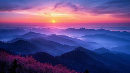 Fototapeta premium 夕焼けの壮大な山脈の景色6