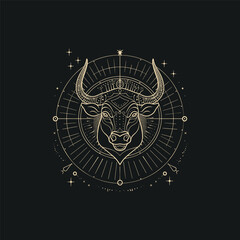 Buffalo taurus zodiac sign design vector template