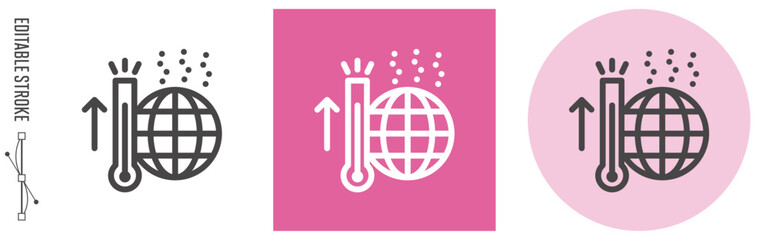 熱中症、地球温暖化｜ライン・アイコン　[線の編集可能]