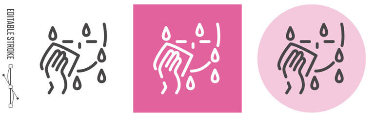 熱中症症状、発汗｜ライン・アイコン　[線の編集可能]