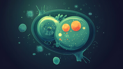 Prokaryote cell diagram, highlighting unique characteristics, flat design illustration. Archaea. Illustration