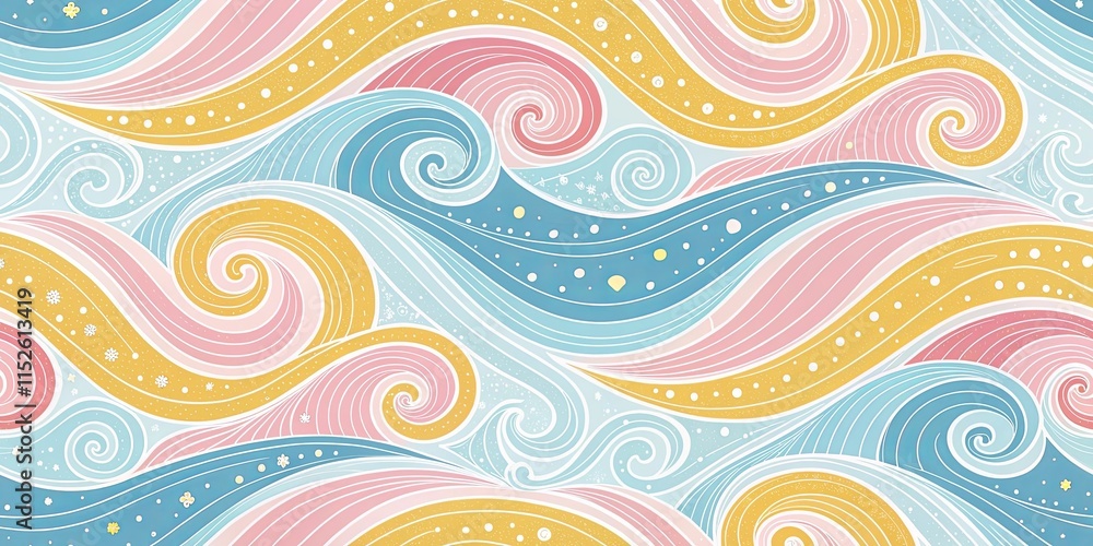 Poster A colorful wave pattern with stars and swirls