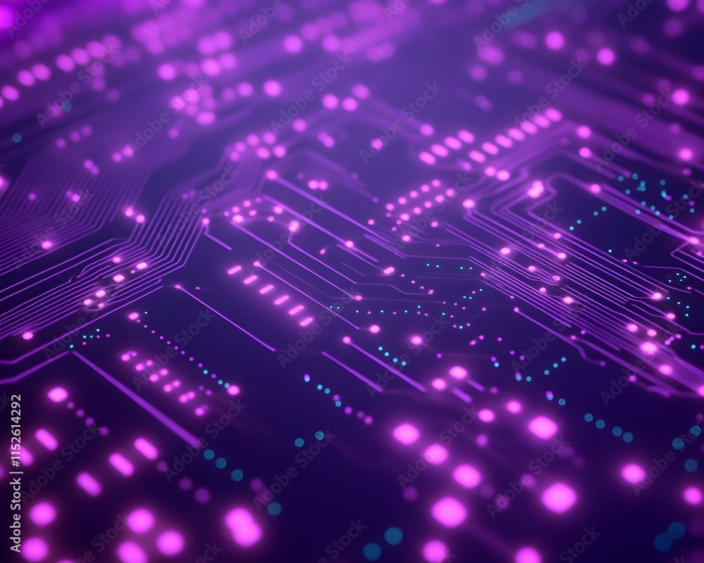 Poster stylized circuit board with illuminated pathways