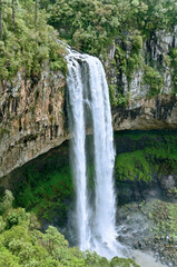 Caracol Falls, a 130 meters waterfall, formed by the Caracol River and cuts out of basalt cliffs in...