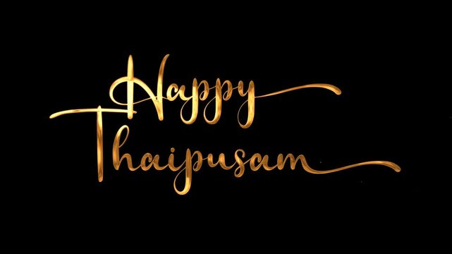 Happy Thaipusam text animation. Suitable for festive event promotion materials, religious festival announcements, and social media posts.