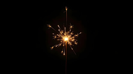 Ignite the night! A single sparkler bursts with radiant light against a deep black canvas, creating a mesmerizing spectacle of festive joy and celebration.