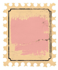 Fototapeta premium vintage postage stamp beige with black frame and pink paint splatter with copy space 