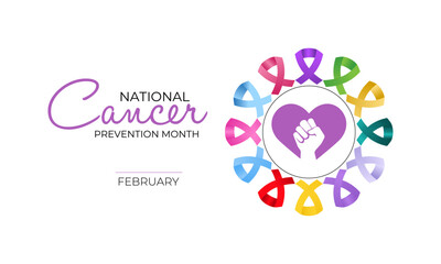 Vector illustration on the theme of National Cancer Prevention month observed each year during February. Design for banner, cards, prints, social media, poster, flyer and background design template.